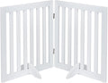 unipaws 24”H Free Standing Pet Gate for Dog Cat, 40”Wide Wooden Dog Gates | Foldable Pet Fence for Doorway, Stairs, Step, Expandable Doggy Barrier, Indoor Use, White