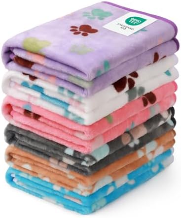 Luciphia 1 Pack 6 Dog Blankets Cat Soft Fluffy Fleece Pet Blanket Warm Cute Print Design Puppy Kitten Doggy Paw Small(23"x16") by luciphia