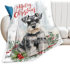 Christmas Schnauzer Blanket for Girls Women Boys Men Adults Kids Soft Cozy Fleece Dog Pet Print Throw Blankets Dog Lovers Gifts Warm Flannel Plush Lightweight Decor for Couch Bed Sofa 80"X60" - Image 3
