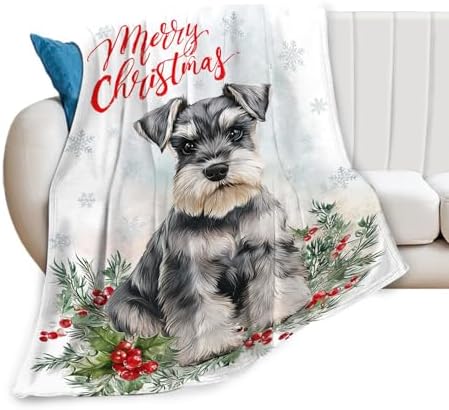 Christmas Schnauzer Blanket for Girls Women Boys Men Adults Kids Soft Cozy Fleece Dog Pet Print Throw Blankets Dog Lovers Gifts Warm Flannel Plush Lightweight Decor for Couch Bed Sofa 50"X40" - Image 3