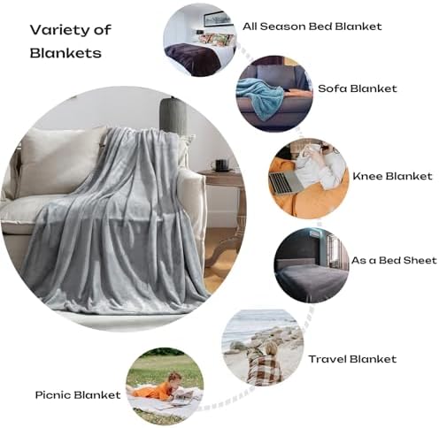 Grey Fleece Plush Throw Blanket 50"x60"for Couch Sofa Fuzzy Cozy Flannel - Image 3