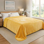 LOOBANI Yellow Waterproof Blanket for Bed, Flannel King Size 85"x108" by LOOBANI