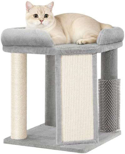 Small Cat Tree with Cat Scratching Post, 18.9 in Tower Light Gray by Unknown