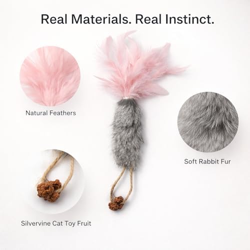 3 Pack Rabbit Fur Catnip Toys with Feathers – Interactive Carrot Cat Toys with Galls Fruit for Indoor Cats and Kittens - Image 4
