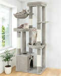 67in Cat Tree Tower for Indoor Cats, Multi-Level Light Grey by FeliskynCatTreeTower