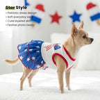 Fitwarm Patriotic Bowknot Tiered Ruffle Dog Dress, 4th of July Clothes for Small Dogs Girl, Pet Outfit, Royal Blue, Red, White, Small - Image 7