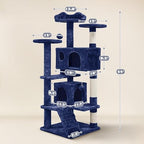 Yaheetech 54in Cat Tree Tower, 2 Caves, Kitten-Ear Perch & Scratching Posts - Image 3