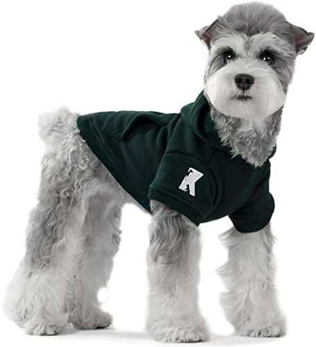 Koneseve Dog Hoodie Fleece Puppy Clothes Warm Sweater with Hat for Small Dogs Cat Hooded Shirt Kitten Pet Basic Sweatshirt with Pocket Doggie Soft Winter Coat Apparel (Green; M) - Image 5