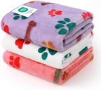 Luciphia 1 Pack 3 Blankets Fluffy Premium Fleece Pet Blanket Flannel Paw Bone Printed Throw for Dog Cat(Small 23x16'', Purple/Pink/White) by luciphia
