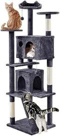 Yaheetech 80in XL Multi-Level Cat Tree, Double Caves, Perches, Sisal Posts by Yaheetech