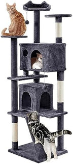 Yaheetech 80in XL Multi-Level Cat Tree, Double Caves, Perches, Sisal Posts by Yaheetech