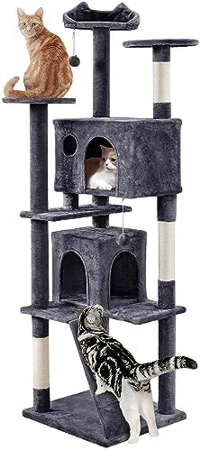 Yaheetech 80in XL Multi-Level Cat Tree, Double Caves, Perches, Sisal Posts by Yaheetech