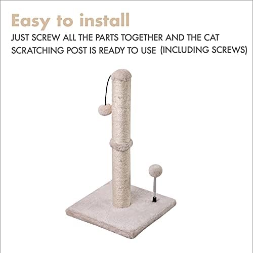 MECOOL Cat Scratching Post Premium Basics Kitten Scratcher Sisal Scratch Posts with Hanging Ball 22in for Kittens or Smaller Cats (22 inches for Kitten, Beige) - Image 7