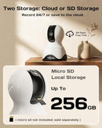 VIMTAG 4K 8MP Pan/Tilt Indoor Camera for Pet/Dog/Cat/Baby/Nanny/Home Security with Phone APP, Motion Tracking, Night Vision, 2-Way Audio, AI Detection, 5G/2.4GHz WiFi, Cloud & SD Card, Works w/Alexa