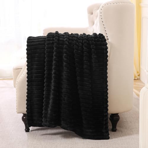 Black Fleece Throw Blanket 60”×80” for Couch Sofa Livingroom - Image 5