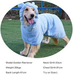 Pet Bathrobe for Dog Cat Absorbently Quick Drying Coat Cute Dogs Bath Towel Hooded Robe Adjustable Collar & Belly Strap for Pool Beach (Blue, X-Large) - Image 6