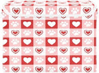 Bolaz Red Checkboard Dog Footprint Hearts Pattern Storage Bins with Lids and Handles, Foldable Storage Box Storage Basket with Cover Collapsible Organizer Containers for Home Closet, Shelves - Image 2