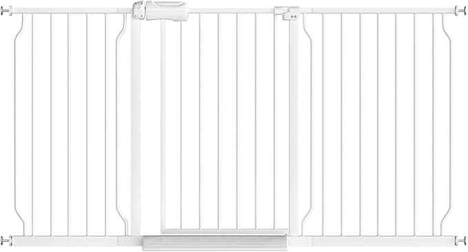 Fairy Baby 62-67 Inch Extra Wide Baby Gate Pressure Monuted Safety Gates | No Drill Auto Close Dog Gate for Doorways, Adjustable Metal Long Gate for Living Room Walk-Thru, One-Hand Operation, White