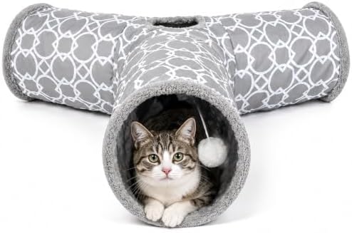 Plush Inside 3 Way Cat Tunnel Geometric, Diameter 9.8 Inch by MAKEPETLUCKY-WelcometoCatTunnelClub