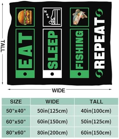Fishing Blanket for Girls Women Boys Men Adults Kids Soft Cozy Fleece Eat Sleep Fish Hamburger Throw Blankets Fisherman Gifts Warm Flannel Plush Lightweight Decor for Couch Bed Sofa 60"X50" - Image 7