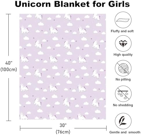 Toddler Unicorn Blanket for Girls - 30x40 Inches - Image 3