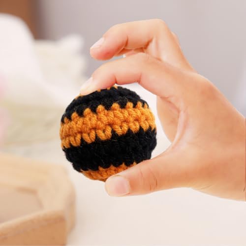Halloween Theme Cat Toys Ball with Bell, Hand-Knitted Woolen Yarn Cat Ball - Image 6