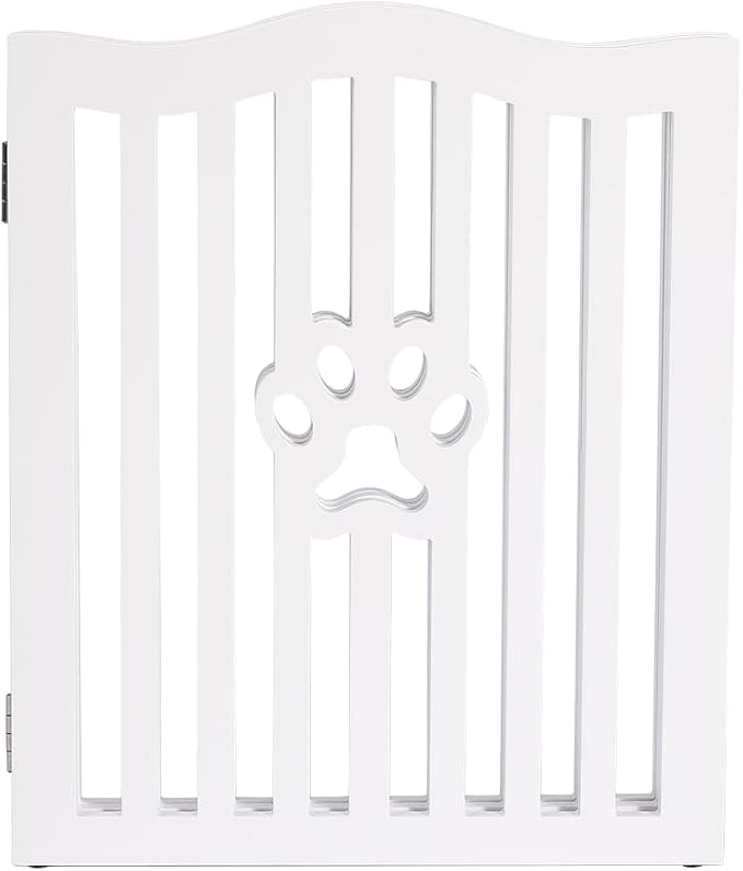 Pet Gate, Wooden Free Standing Dog Gate for Small Dogs and Cats. Great Folding Fence for Doorways, Halls, Stairs. White