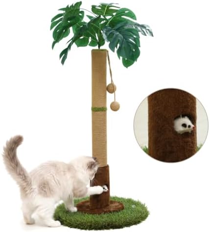 Woochpet 35" inch Cat Scratching Post,sisal cat Scratcher Tree with Leaves - Image 2