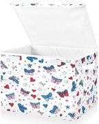 Bolaz Storage Bins with Lids and Handles,Butterfly Flag Stars Pattern Storage Box Basket with Cover Collapsible Organizer Containers for Home Closet, Shelves by Unknown