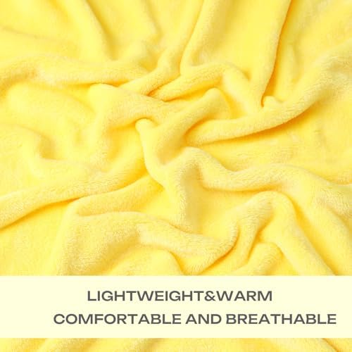 Yellow Fleece Plush Throw Blanket 90"x90"for Couch Sofa Fuzzy Cozy Flannel - Image 4