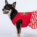 Fitwarm Candy Cane Cutie Dog Tiered Dress, Christmas Outfit for Small Dogs Girl, Funny Holiday Pet Clothes, Red, White, Green, Medium - Image 3