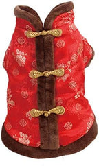 SEIS New Year Cat Knot Buttons Coat Dogs Cheongsam Winter Pet Clothes Vest Christmas Costume for Cats Teddy Bichon Small Medium Dogs (Brown, L (Chest Circumference 63cm/ 24.8")) by SEISPetSupplies