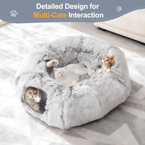 Cat Tunnel Bed for Indoor Cats, Zipper-Style Warm Soft Cat Donut Tunnel Toy - Image 6