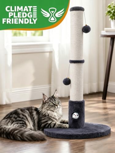 Woochpet Funny Cat Scratching Posts Sturdy Scratcher Posts 33'' Grey - Image 2