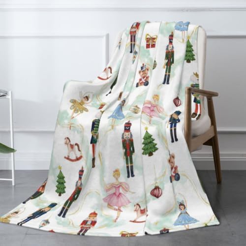 Nutcracker Fuzzy Throw Blanket for Women Men Girls Boys Soft Cozy Fleece Blankets for Bedroom Living Rooms Sofa Couch 80"x60" by XYSKINO