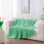 Mint Green Fleece Throw Blanket 50”×60” for Couch Sofa Livingroom - Image 2
