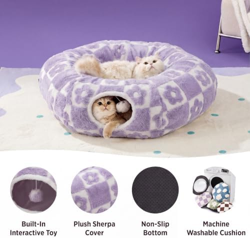 Lesure Donut Cute Jacquard Cat Tunnel Bed Kitten Toys for Puppy Bunny - Image 3