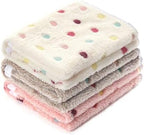 1 Pack 3 Blankets Super Soft Cute Dot Pattern Pet Blanket Flannel Throw for Dog Puppy Cat Dot (Large(41x31), Beige/Brown/Pink) by luciphia