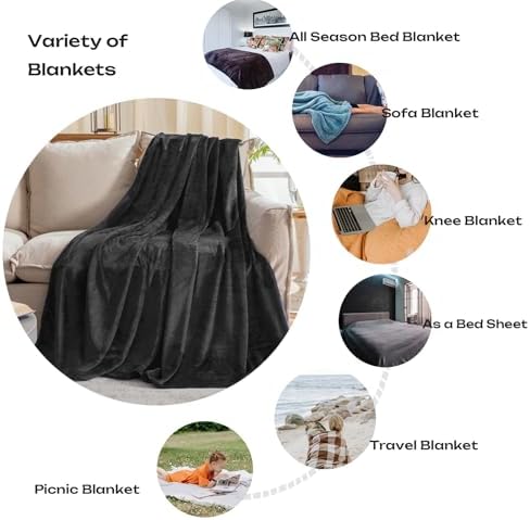 Dark Grey Fleece Plush Throw Blanket 60"x80"for Couch Fuzzy Cozy Flannel - Image 3