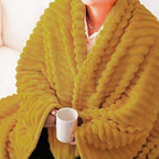 Mustard Yellow Fleece Throw Blanket 50”×60” for Couch Sofa Livingroom - Image 3