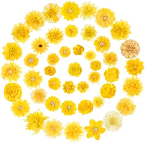 Hoteam 50 Pcs Dog Collar Flowers Bows Accessories, Yellow by Hoteam