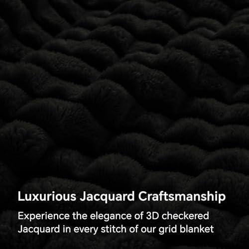BEDELITE 3D Checked Black Fleece Throw Blanket for Couch, 50x70 Inch - Image 7