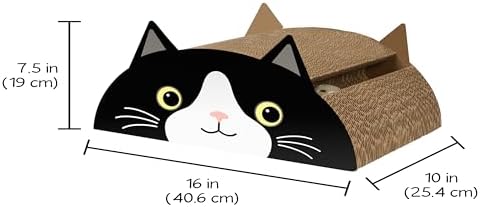 Kitty City Black CAT Cat Scratcher Pad - Corrugated Cardboard Kitty Scratching Pad with Ball Track, Indoor Cat Toys, Unique Decor Kitten Horizontal Scratcher, Nail Care – Black - Image 3