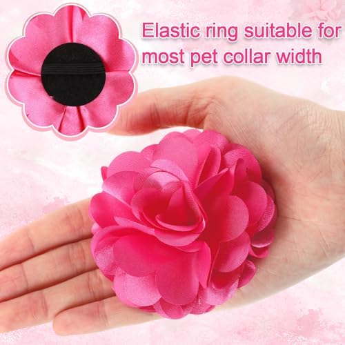 Hoteam 50 Pcs Dog Collar Flowers Bows Accessories, Pink, Rose Red - Image 4