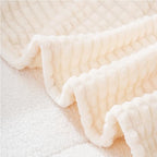 Puncuntex Fleece Blanket Cream White 108"×90" with Square Grid Design - Image 3