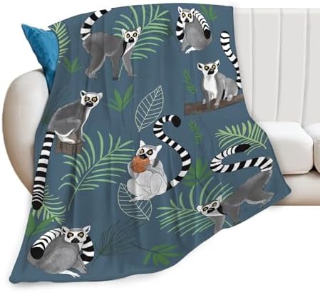 Lemur Blanket for Girls Women Boys Men Adults Kids Soft Cozy Fleece Cute Lemur Throw Blankets Gifts Warm Flannel Plush Stuff Lightweight Decorative for Couch Bed Sofa 50"X40" - Image 3