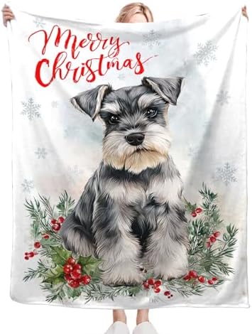 Christmas Schnauzer Blanket for Girls Women Boys Men Adults Kids Soft Cozy Fleece Dog Pet Print Throw Blankets Dog Lovers Gifts Warm Flannel Plush Lightweight Decor for Couch Bed Sofa 60"X50" - Image 5