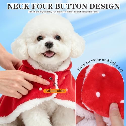 EXPAWLORER Dog Christmas Costume Winter Coat with Hat, Fleece Warm Elk Pet Cloak Cape Blanket with Antlers for Cold Weather, Thicken Dog Sweater Jacket Clothes for Small Medium Large Dogs Cats Red S - Image 4