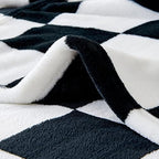 BEDELITE Checkered Fleece Throw Blanket for Couch, Black & White, 50"x60" - Image 5