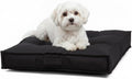 Indoor Dog Bed with Removable Washable Cover, Soft Basketweave Fabric, Reversible Cushion, Carry Handle, Baffle Construction to Help Prevent Fill Shifting, Black - Small (24"x24")